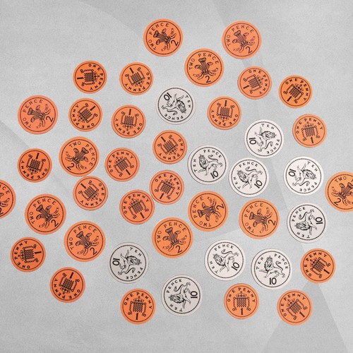 Magnetic play coins 2p - 1p,,