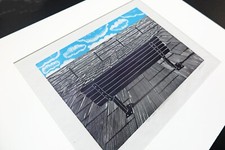 Original Linocut Art, Bench by