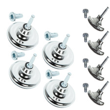 8x Chrome Furniture Gliders & Castors with Inserts For Divan Bed Sofa Chair Leg