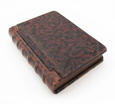 Rare Victorian Curio Miniature Secret Book Box Metal Faux Vintage Leather Case