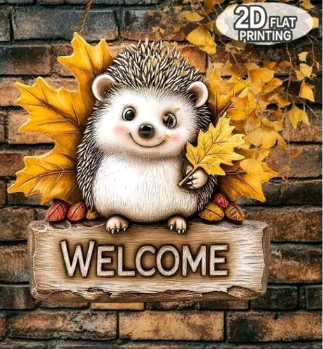Rustic wooden hedgehog hanging - wooden,