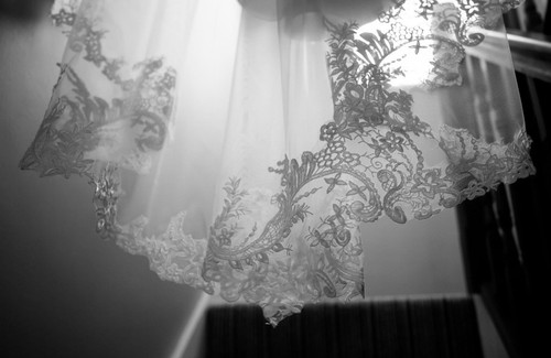 Beautiful lace veil worn for - lace,