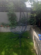 Patio Egg Chair with Stand Freestanding Hanging Swing Seat Outdoor Indoor Rattan