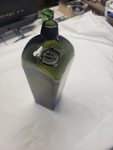 Antique gin bottle dark green - antique,