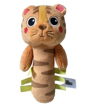 Wilko Cat Tiger Rattle Toy Ginger Soft Stuffed Teddy Bear 6" Animal Orange