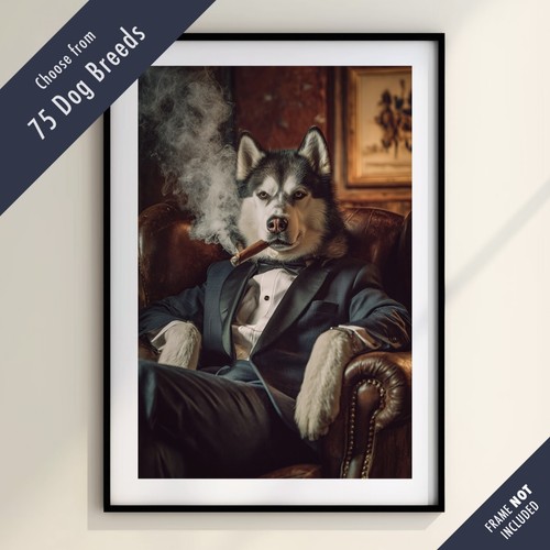 Funny dog smoking cigar - funny, print