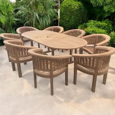 Brand New Teak Garden Table And 8 BananaChairs Outdoor patio furniture Set