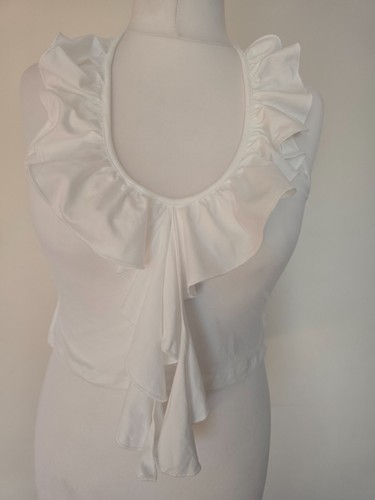 White ruffle top lace back - up,