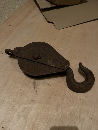 Antique metal ship pulley - antique,