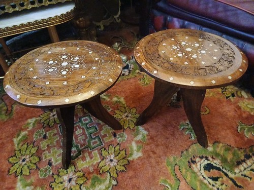 Pair indian side tables - a,