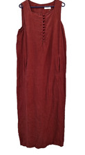 TOAST Maroon Burgundy Red Rust long sheath column linen shift dress. UK 8