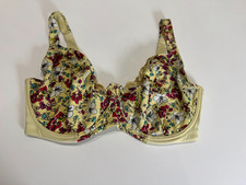 Shapely Figures Bra Size 36F Yellow Floral Print Underwired Nonpadded Full Cup