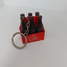 Vintage 1980s Coca Cola Keychain Mini Coke Bottles in Crate Collectible EMPTY