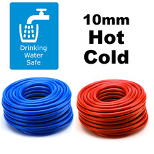 Caravan Fresh Water Pipe 10mm Blue Cold Red Hot All Lengths Food Grade Drinking
