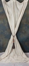Voil heavy medallion embroidery pencil pleat lined pearl ivory curtains 51"x 89"