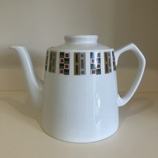1950's Alfred Meakin Glo-White Ironstone Random Design Geometric Teapot