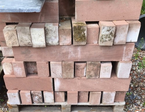 Reclaimed red stone wall - reclaimed,