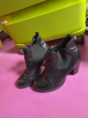 Black leather ankle - boots, size