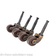 SOLID BRASS GRIP NECK CASTORS ANTIQUE FINISH BROWN CERAMIC WHEEL 25mm or 32mm