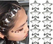 10 PCS Silver Star Hair Snap Clips Hair Barrettes  Star Hair Accessories