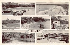 POSTCARD - WALES - TENBY - MULTI VIEW - POSTED 1955