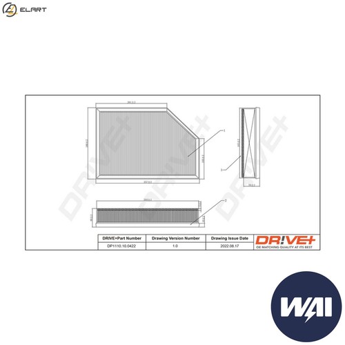 Air filter dp1110 0422 - filter, dp1110.10.0422