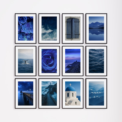 Blue botanical wall art prints - blue,