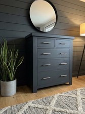 Painted Black Solid Oak Chest Of Drawers 2 Over 3