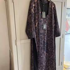 All Saints BNWT 2 Piece Slip Dress And Duster Coat 12/14 Animal Print Brown ££