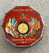 King Edward VIII Coronation 1937 Rowntree Tin with Medal Vintage