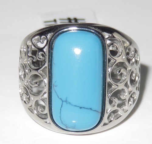 Mens turquoise ring blue