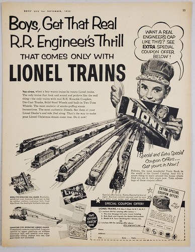 1952 print lionel - ad, train