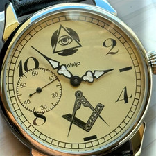 Vintage Molnija Masonic Pocket Watch Mechanical USSR Russian Freemason Symbol