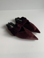 Zara mules EU 36 UK 3 VGC satin burgundy claret aubergine flats shoes velvet