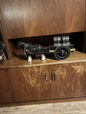 Ceramic Shire Horse with Wilmar Dray Cart & Barrels Ornament Figurine 