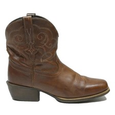 JUSTIN Womens Leather Cowboy Boots Brown UK 7 Western Ankle Footwear