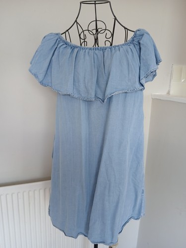 Zara light blue chambray off - zara,