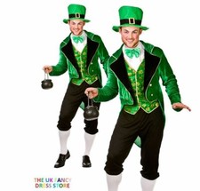 Adult DELUXE LEPRECHAUN Fancy Dress Costume Mens St Patricks Outfit Irish Lucky