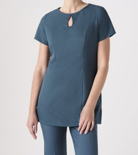 Teal Keyhole Beauty Tunic – Size 8 – Salon & Spa Therapist Uniform with Pockets