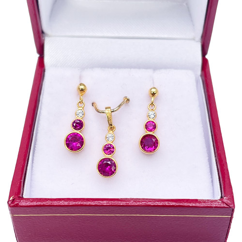 22ct yellow gold drop - 22ct, red
