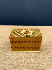 VINTAGE DECORATIVE INLAID WOODEN PLAYING CARDS STORAGE BOX&  BRIDGE POKER CARDS