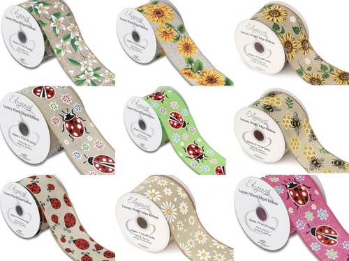 Spring wired ribbon width - spring, 63mm