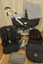 Bugaboo Fox   3 in 1 Pram Set in Grey Melange   includes Footmuff & Raincover
