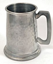 Sheffield Pewter Tankard Glass Bottom English Hammered Dimple Cup Unbranded Mug