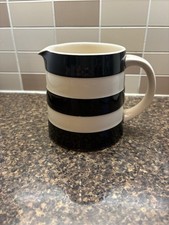TG Green Cornish Ware Rare Black And Cream 1 Pint Striped Jug VGC