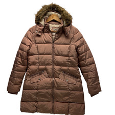 M&S Superior 1987 Girls Padded Coat Age 13-14 Pink Faux Fur Hood Fleece Lined