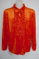 Orange Velvet Ruffle Shirt