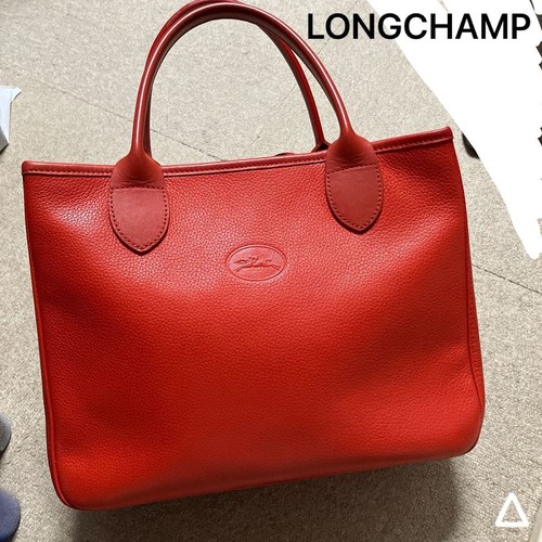 Longchamp red leather tote bag - longchamp,
