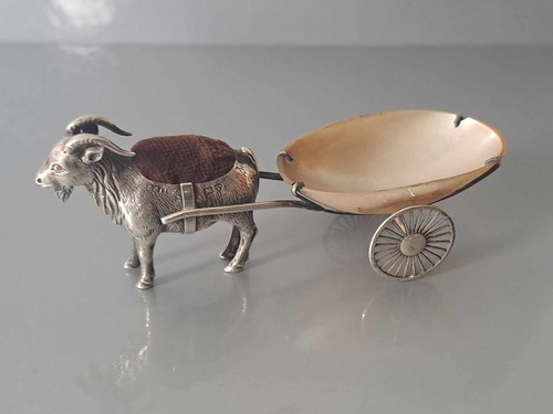 Novelty solid silver goat - , pin