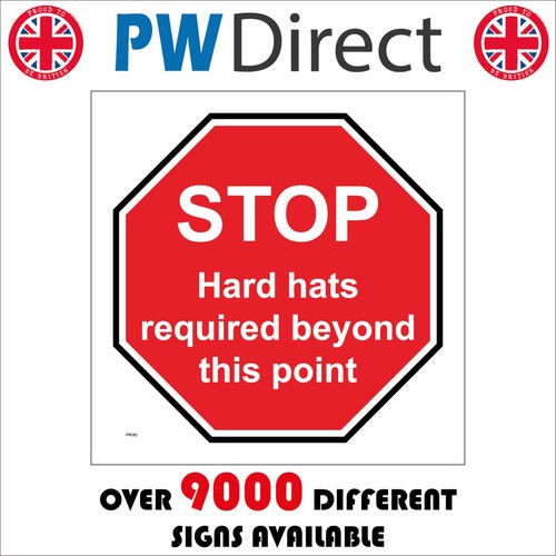 Sign stop hard hats required - stop,